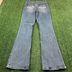 YMI Jeans Women's 3/26 26x31" Blue Medium Flap Premium Stitch Bootcut Stretch